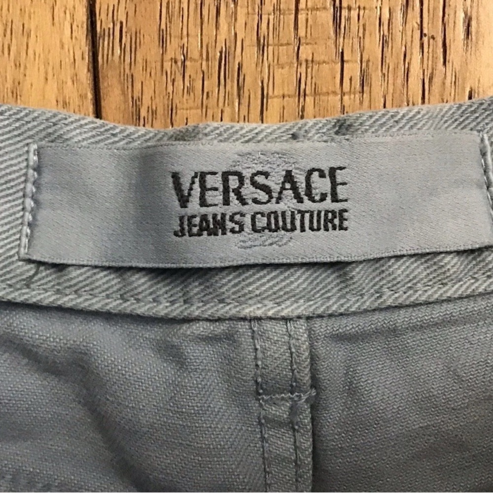 Versace Blue Jeans with Detailed Stitching and Distressed Finish